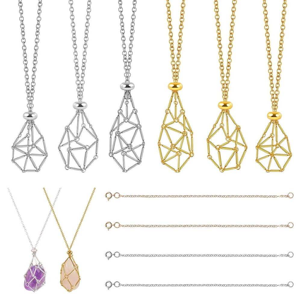 9983 6 Pcs Adjustable Crystal Necklace Holder, Crystal Holder Necklace